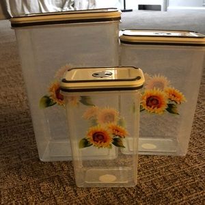 Never Used Three Piece Sunflower Storage Containers